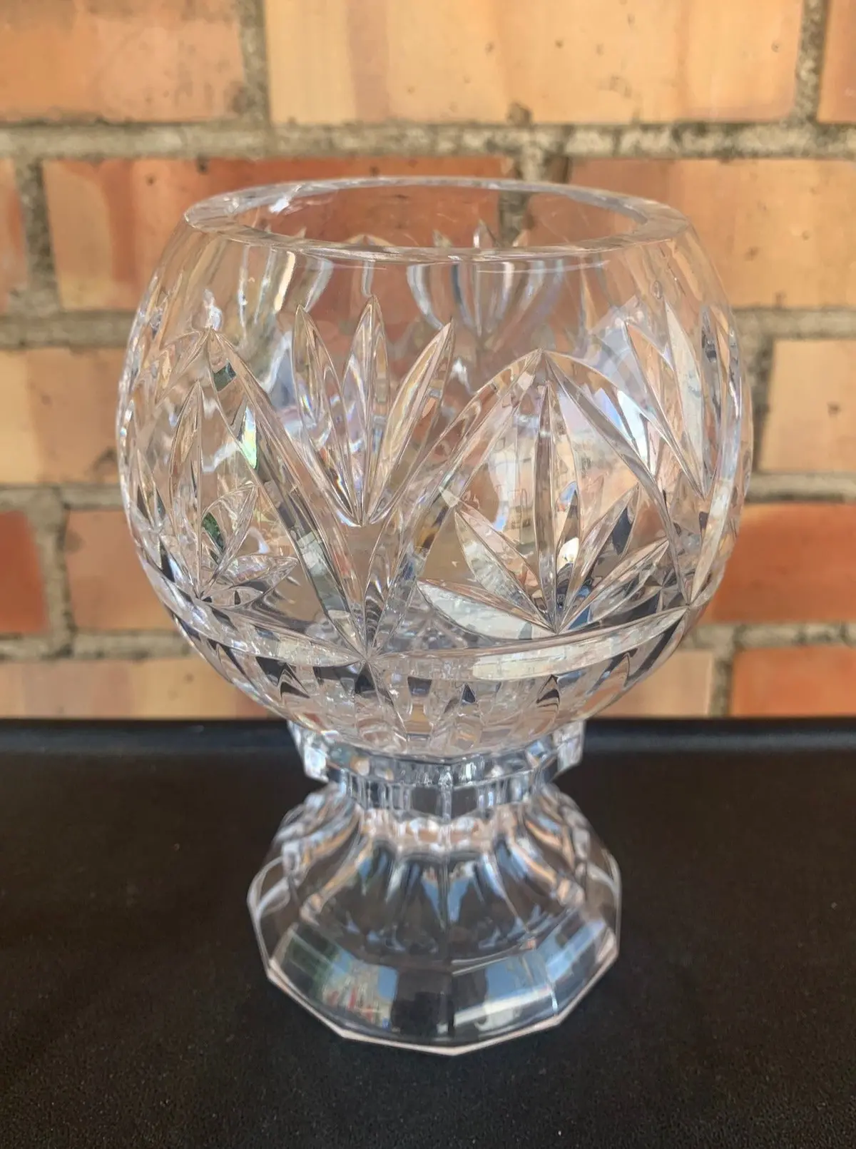 Cut Glass Rose Bowl With Pedestal 1