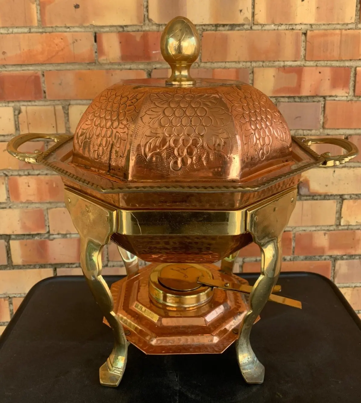 Large Copper And Brass Chafing Dish 1