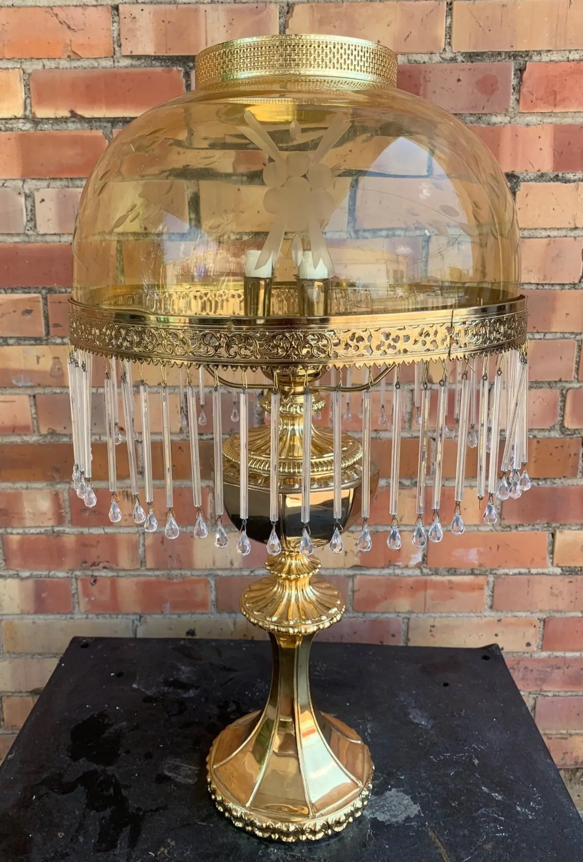 Brass Lamp With Gold Dome Shade 1