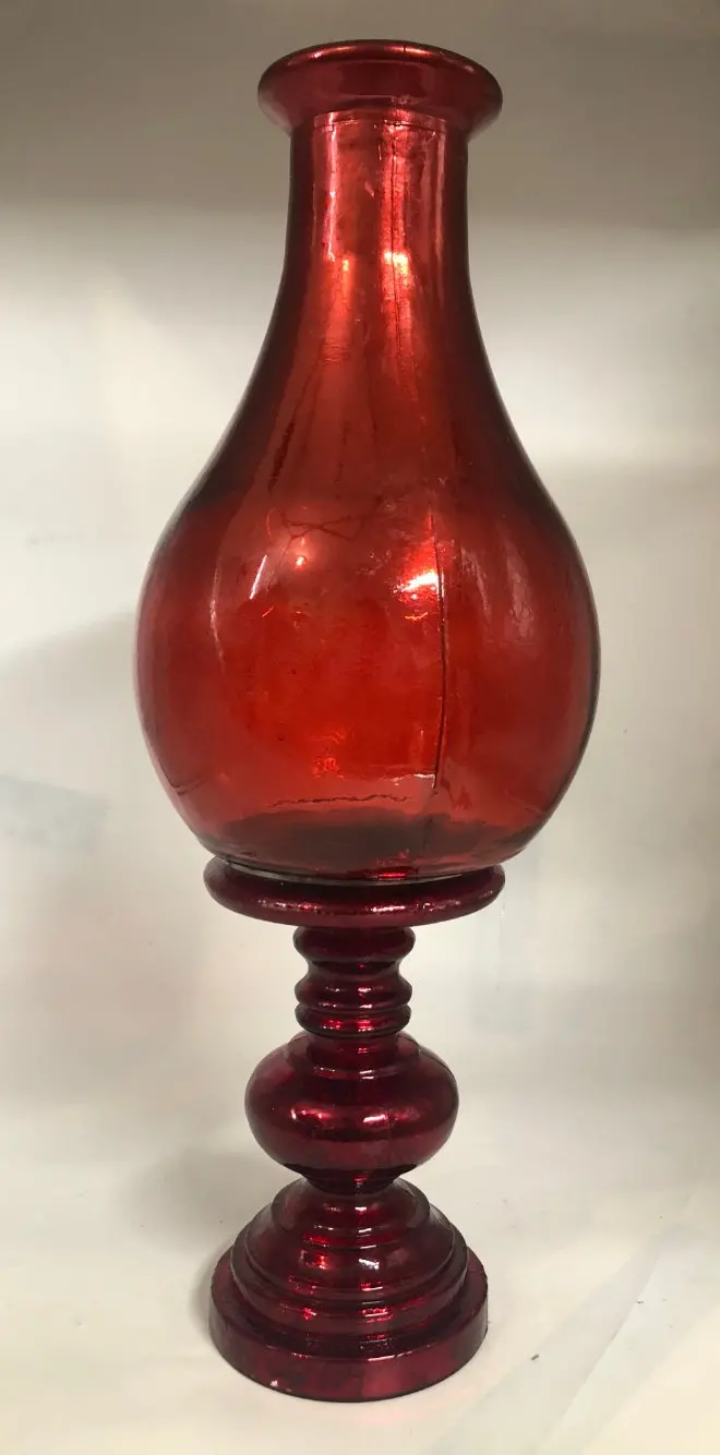 Large Red Vase On Attached Base 1