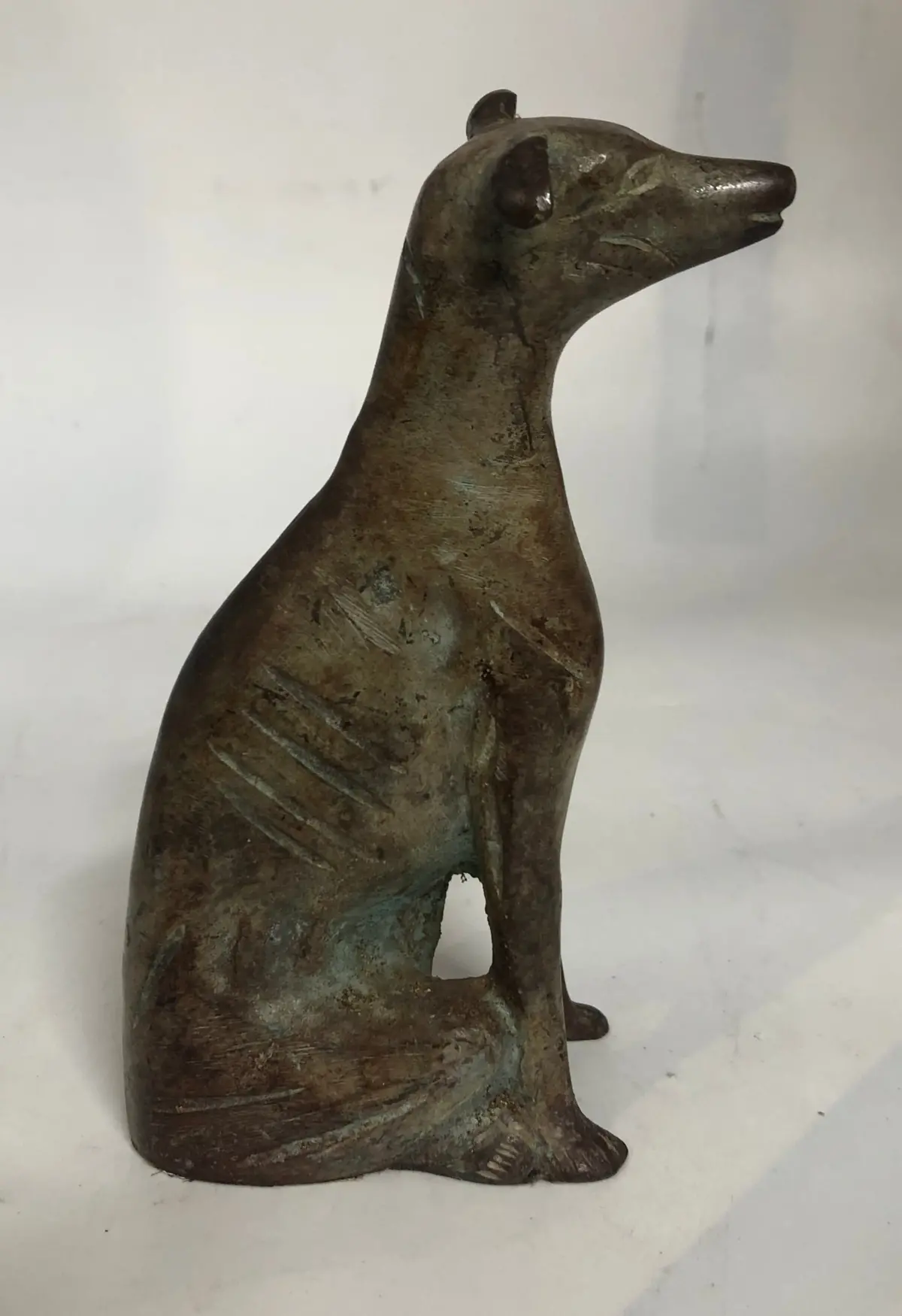 Brass Statue Of Seated Greyhound 1