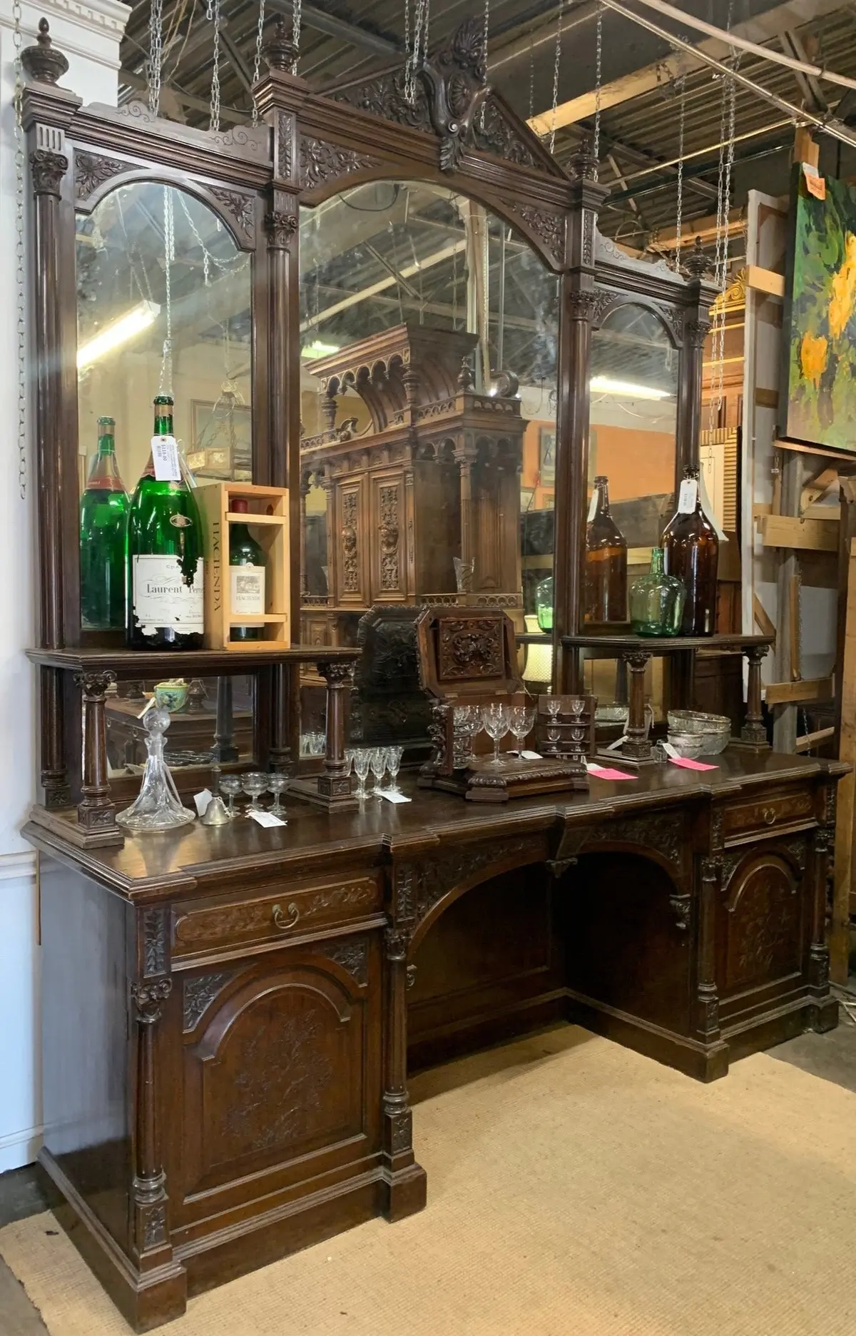 Large English Oak Back Bar Server 1