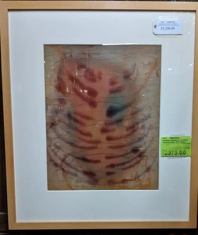 Modern Abstract Layered Painting With Soft Maple Frame 1