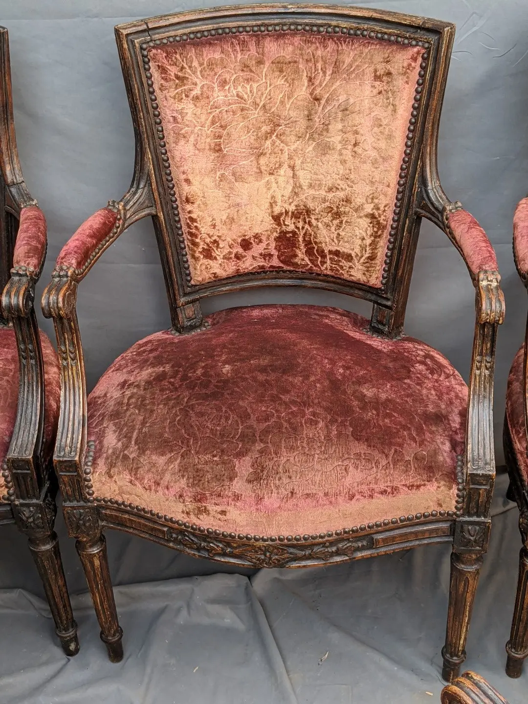 Louis Xvi Dark Upholstered Chair 1