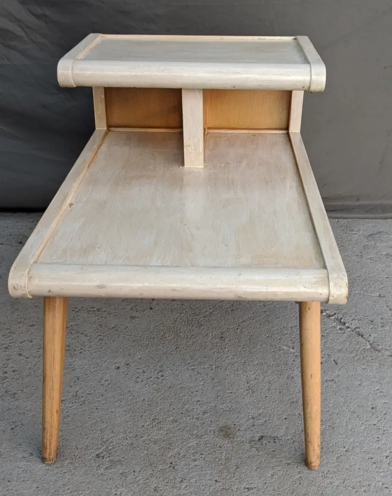 Oak Mid Century 2 Tier End Table-As Is Finish 1