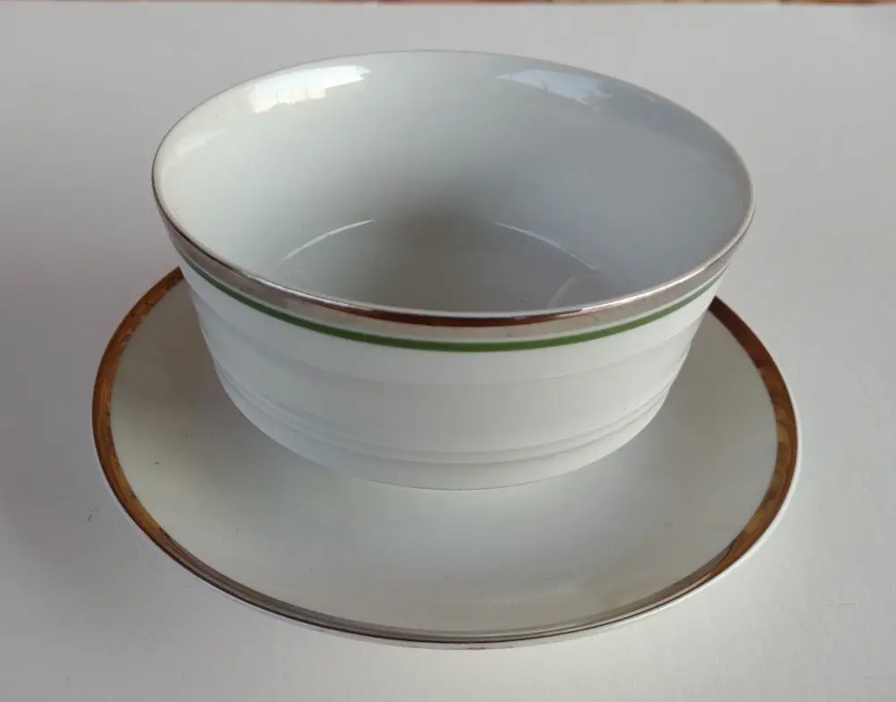 Silver Trim Bavarian Dish With Underplate 1