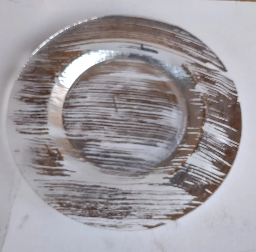 Silver Striated Clear Glass Charger 1