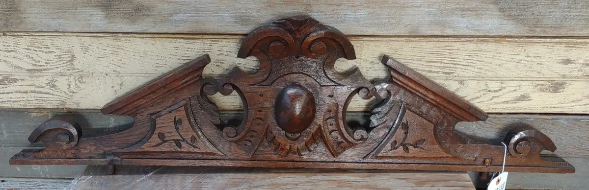 Renaissance Revival Dark Oak Pediment 1