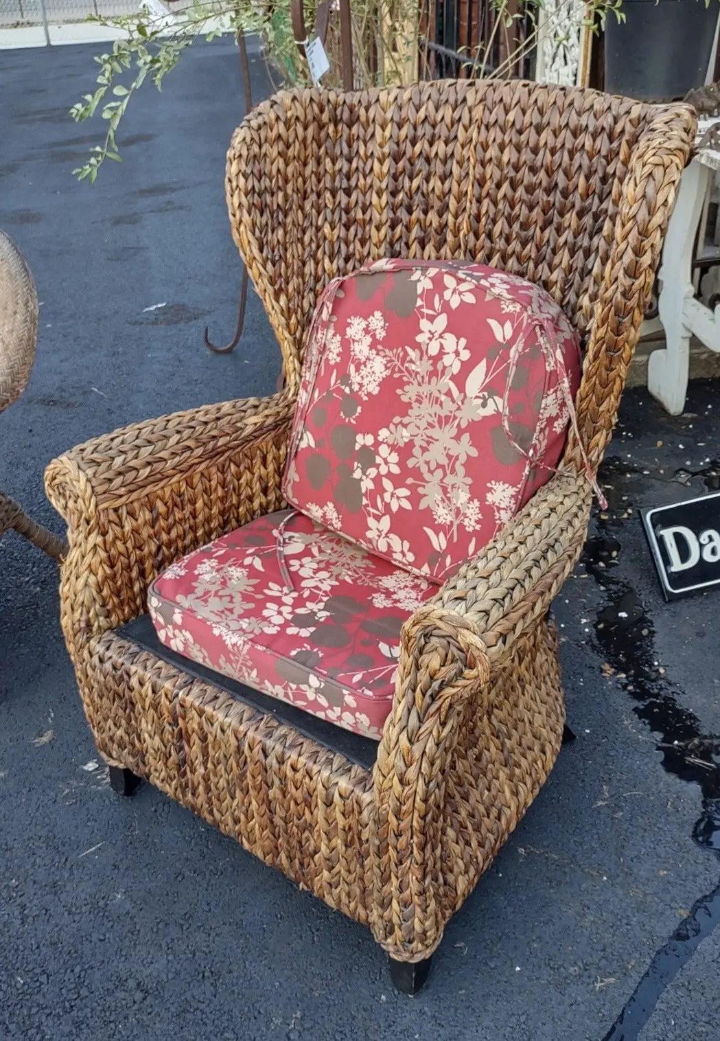 Large High Back Wicker Arm Chair 1
