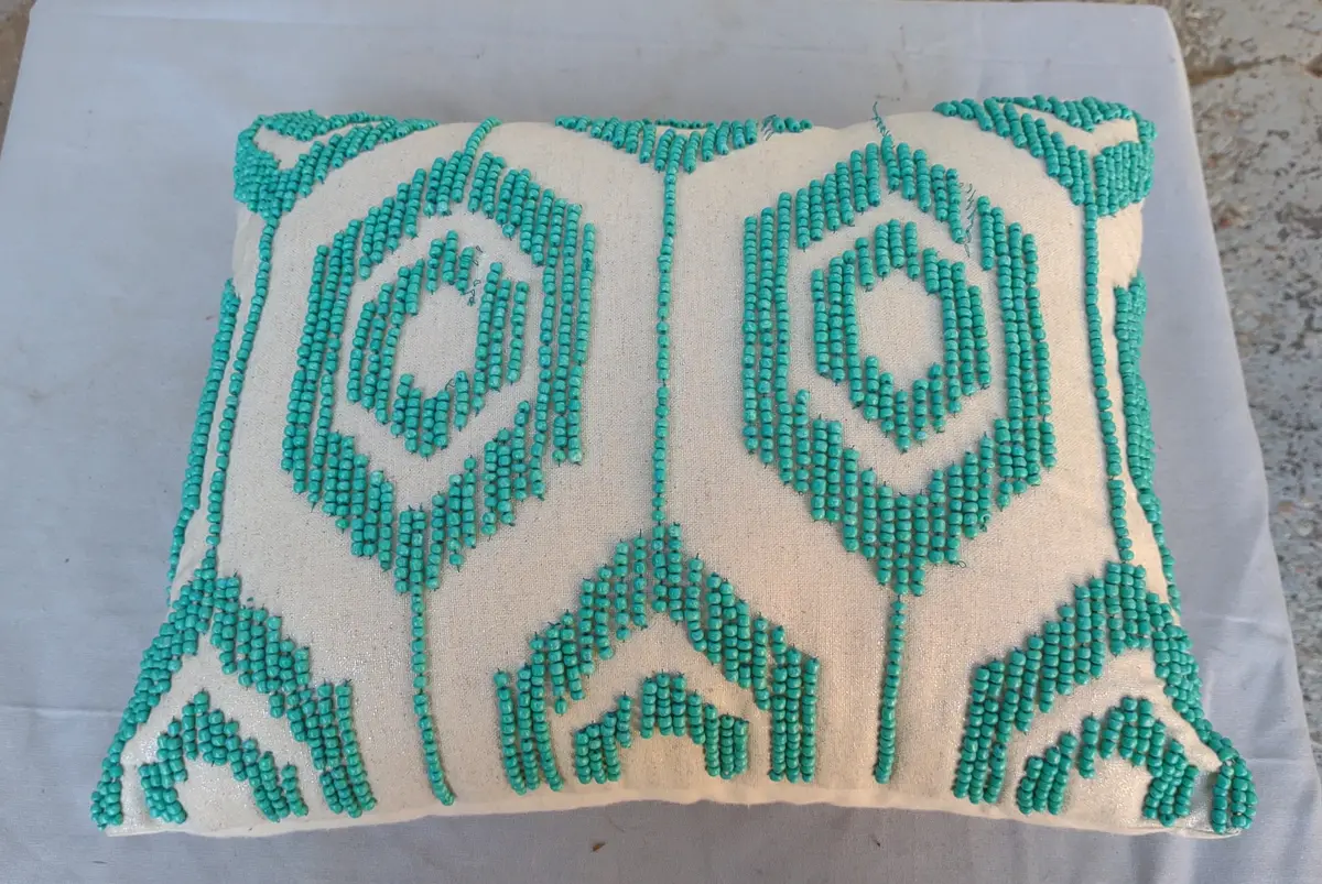 Small Beaded Pillow As Is 1