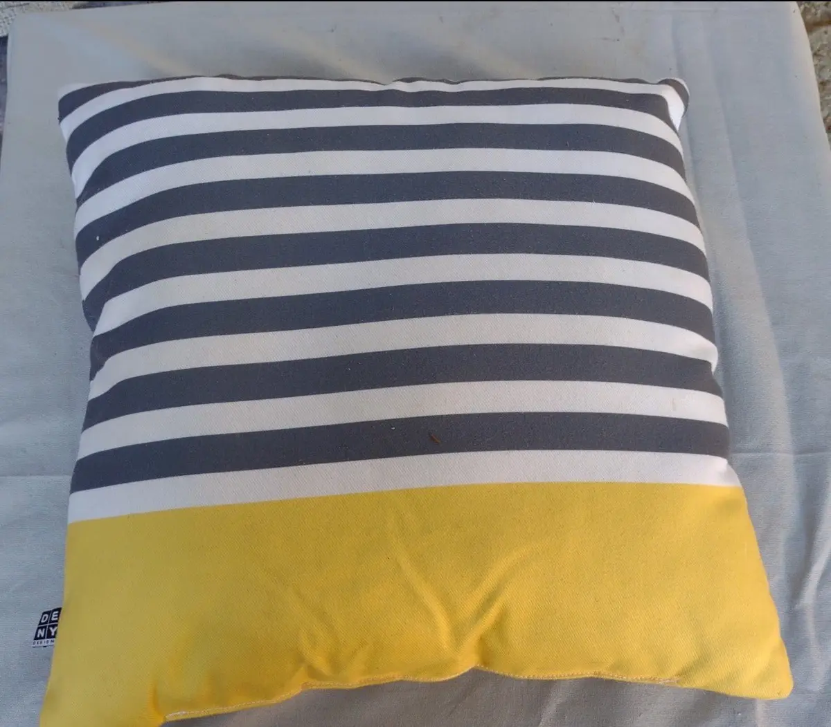 Yellow With Grey And White Stripes Pillow 1