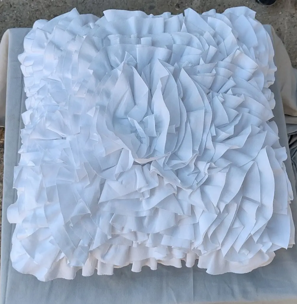Fluffy White Flower Pillow 1