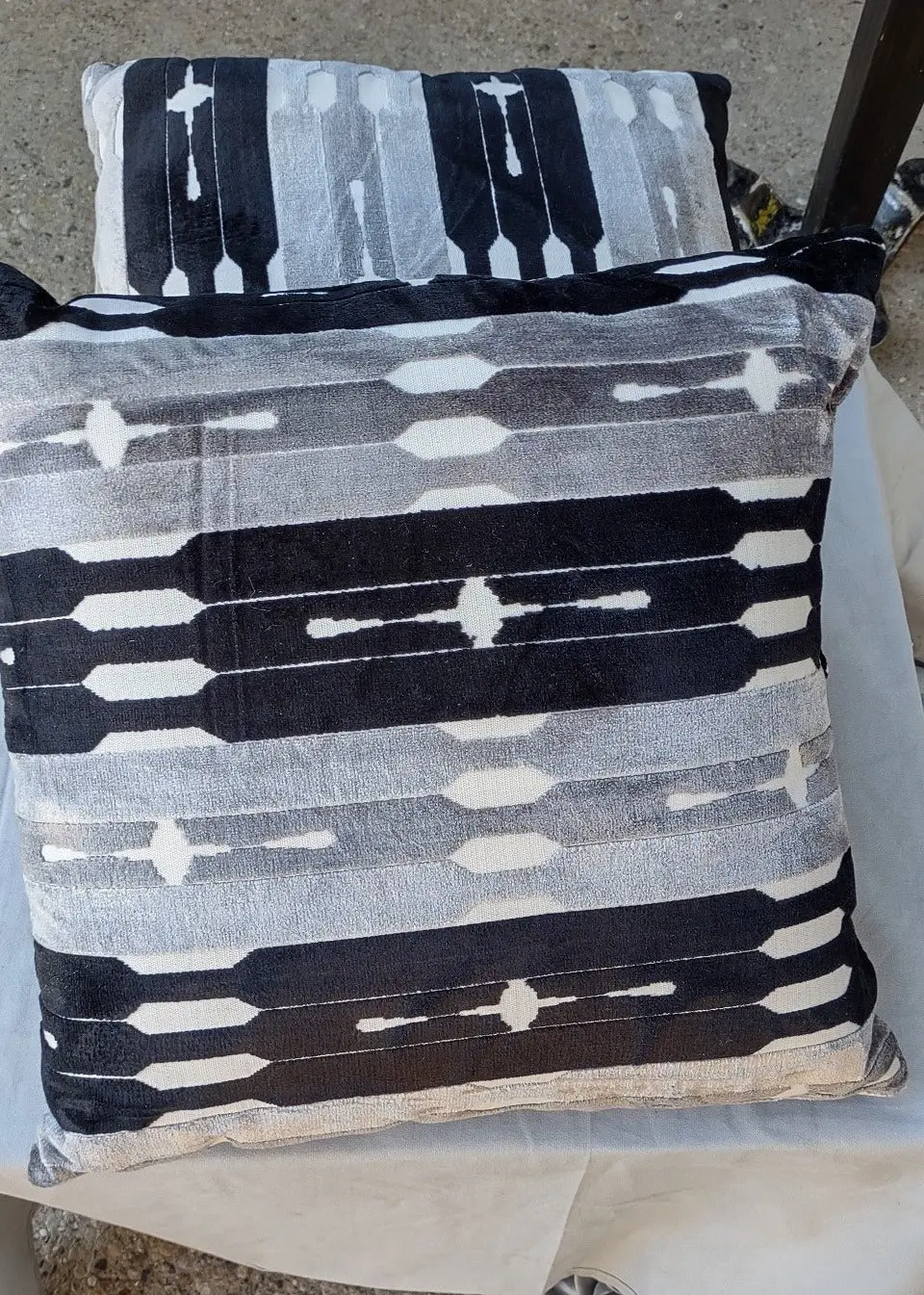 Black And Grey Geometric Pillow 1
