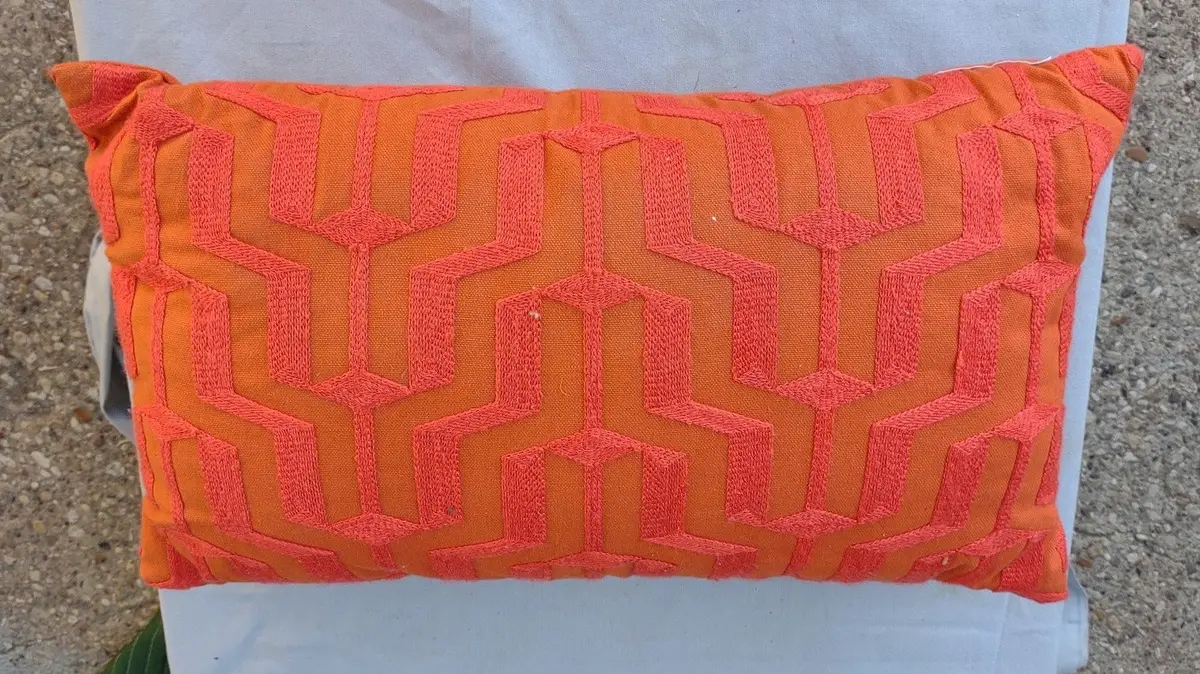 Patterned Orange Rectangular Pillow 1