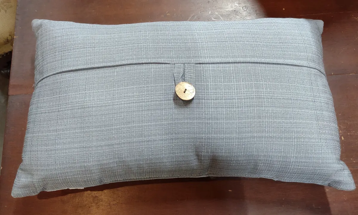Grey Rectangular Pillow With Button 1