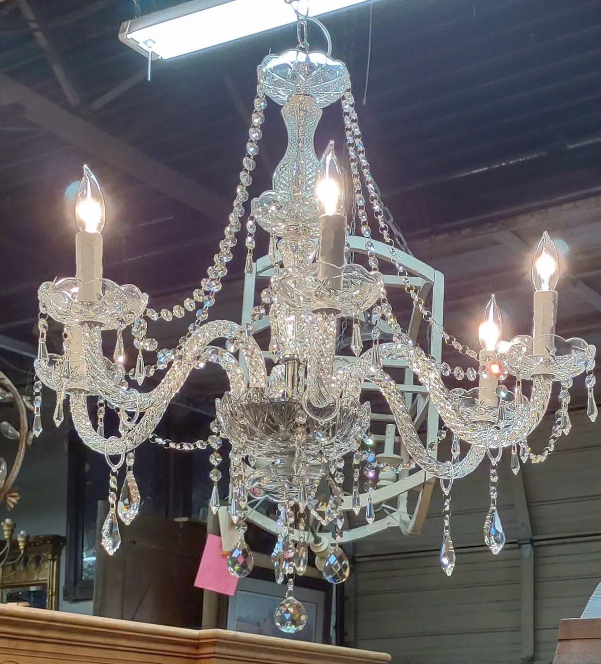 6 Arm Crystal Prism Chandelier 1