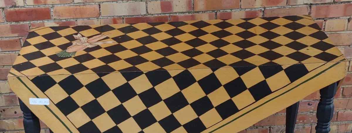 Hand Painted Checkered  With Carrots Console Table 1