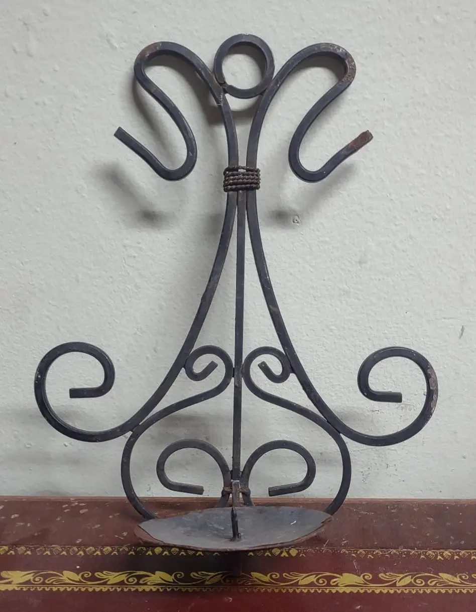 Small Wrought Iron Wall Candle Sconce 1