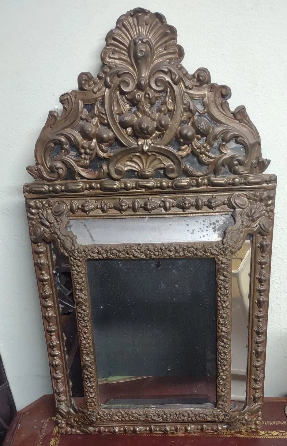 Small Brass Clad Plateau Mirror 1