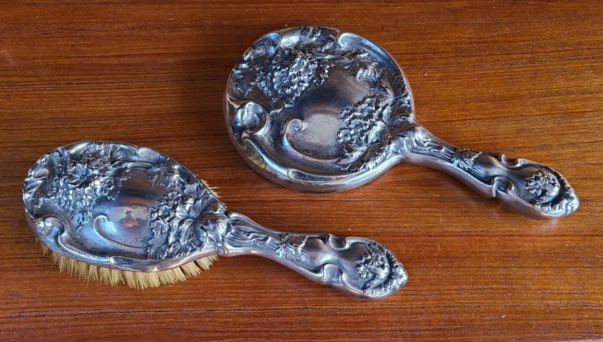 Silver Plate Mirror And Brush 1