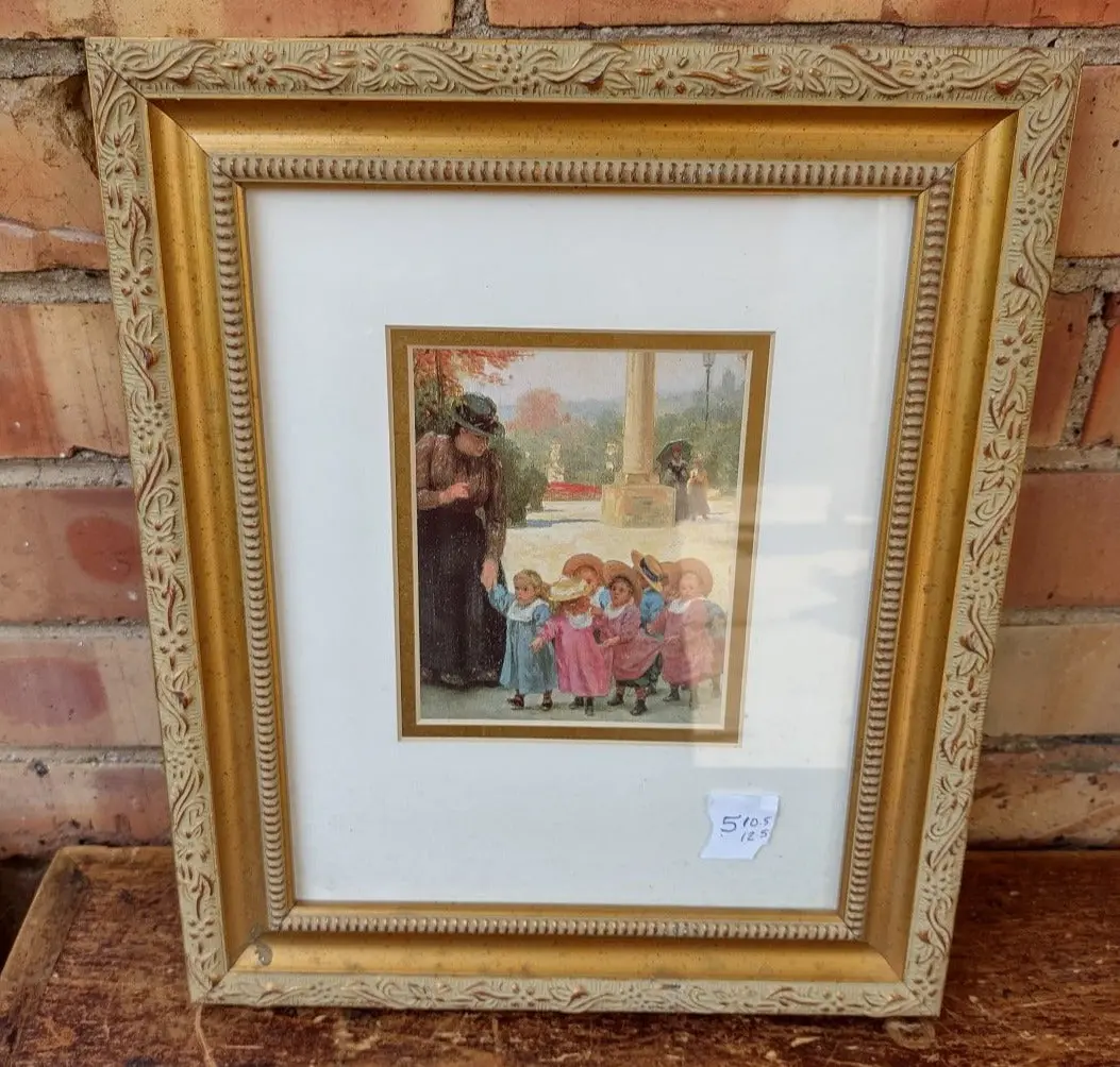 Small Framed Print Of Woman With Several Girls 1