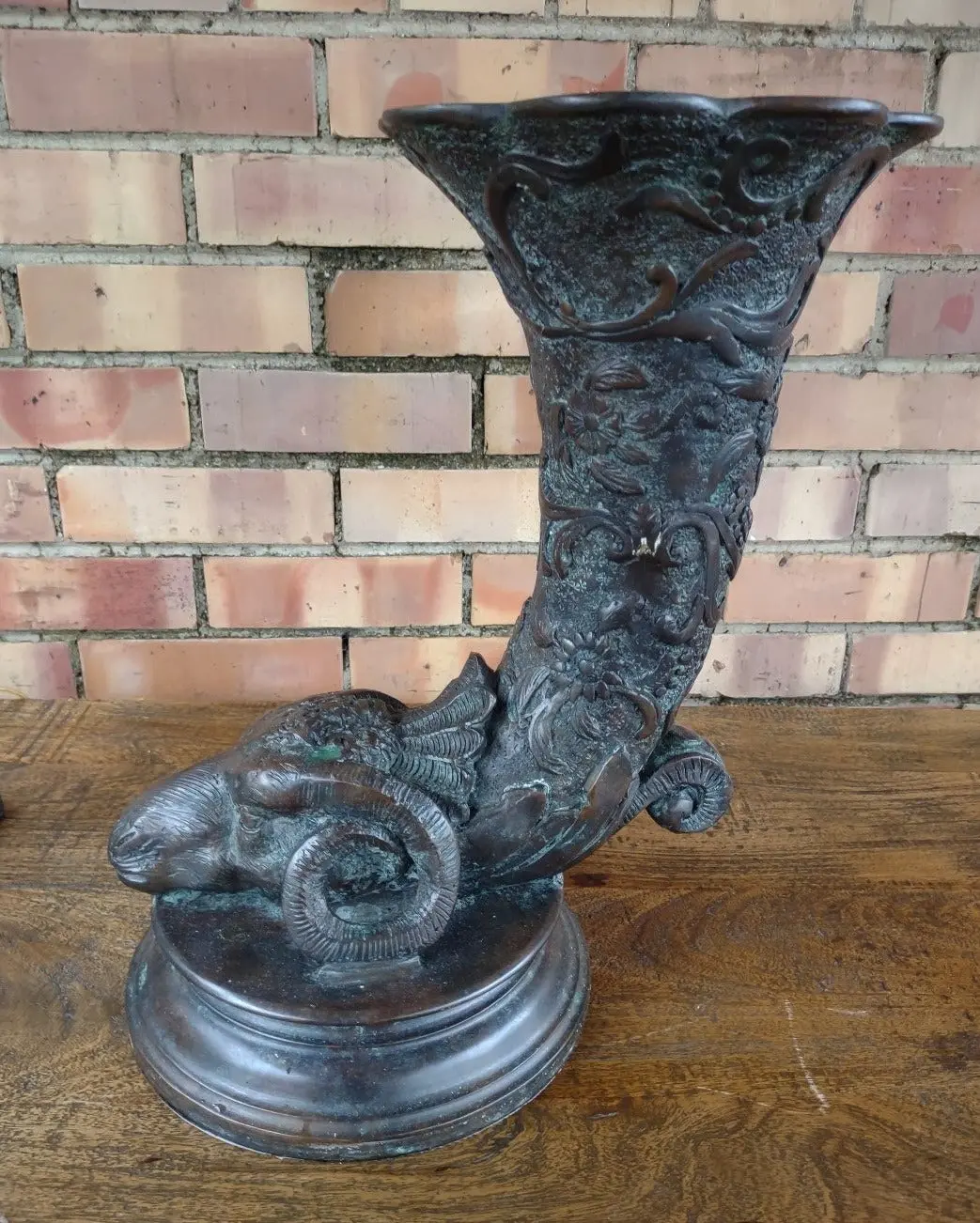 Bronze Cornicopia With Ram's Head By Maitland Smith 1