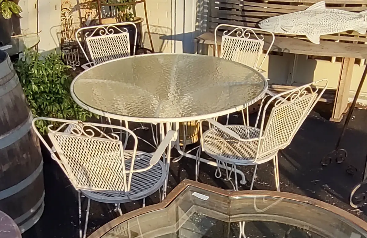 5 Piece Iron Patio Set With Glass Top Table 1