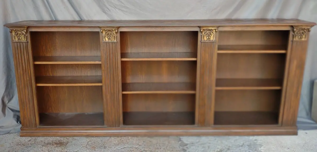 94" Wide Oak Bookcase With Pilasters (As Found) 1
