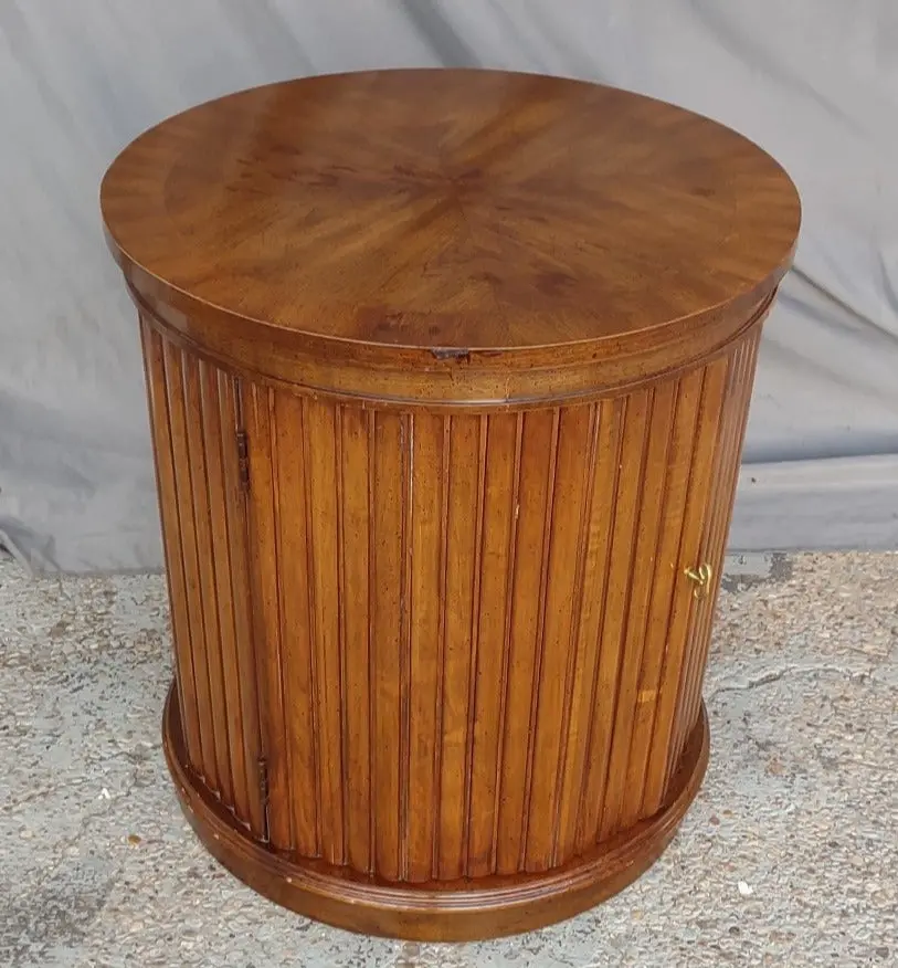 Cylindrical Vintage Reeded Side Table 1