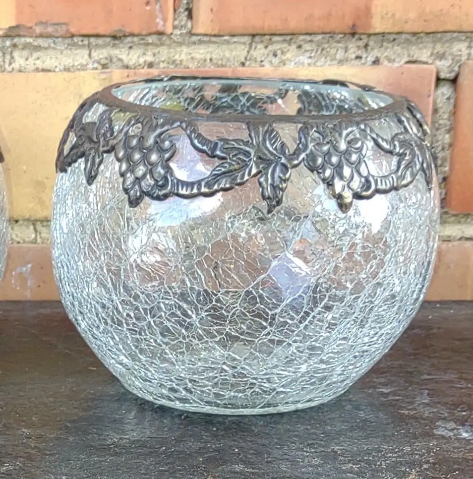 Crackle Glass Rose Bowl 1