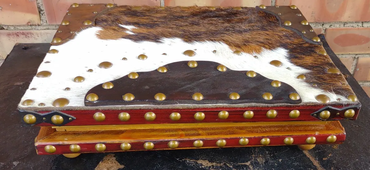Cowhide Covered Wood Box 1