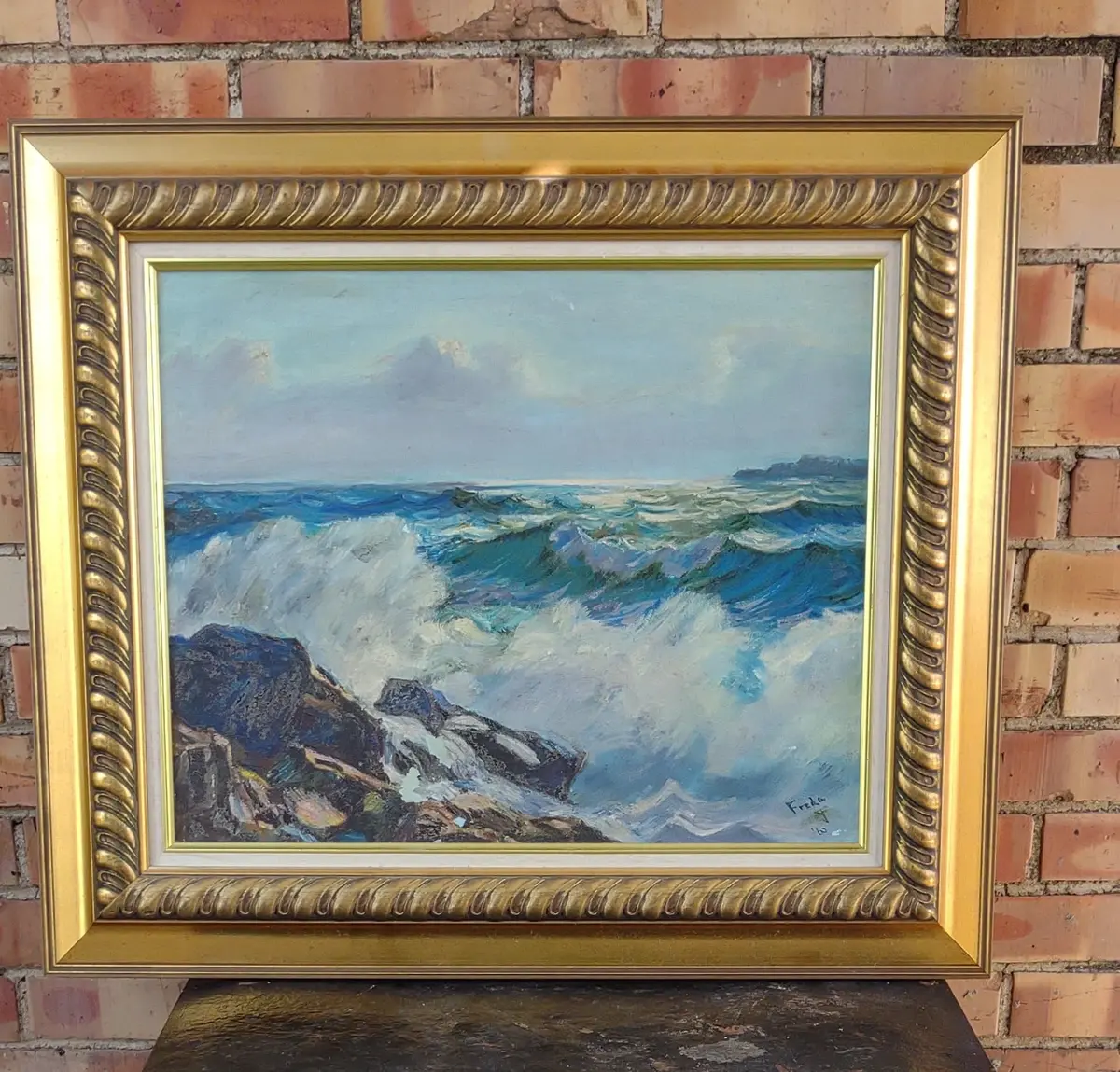 Seascape Oil Painting In Gold Frame 1