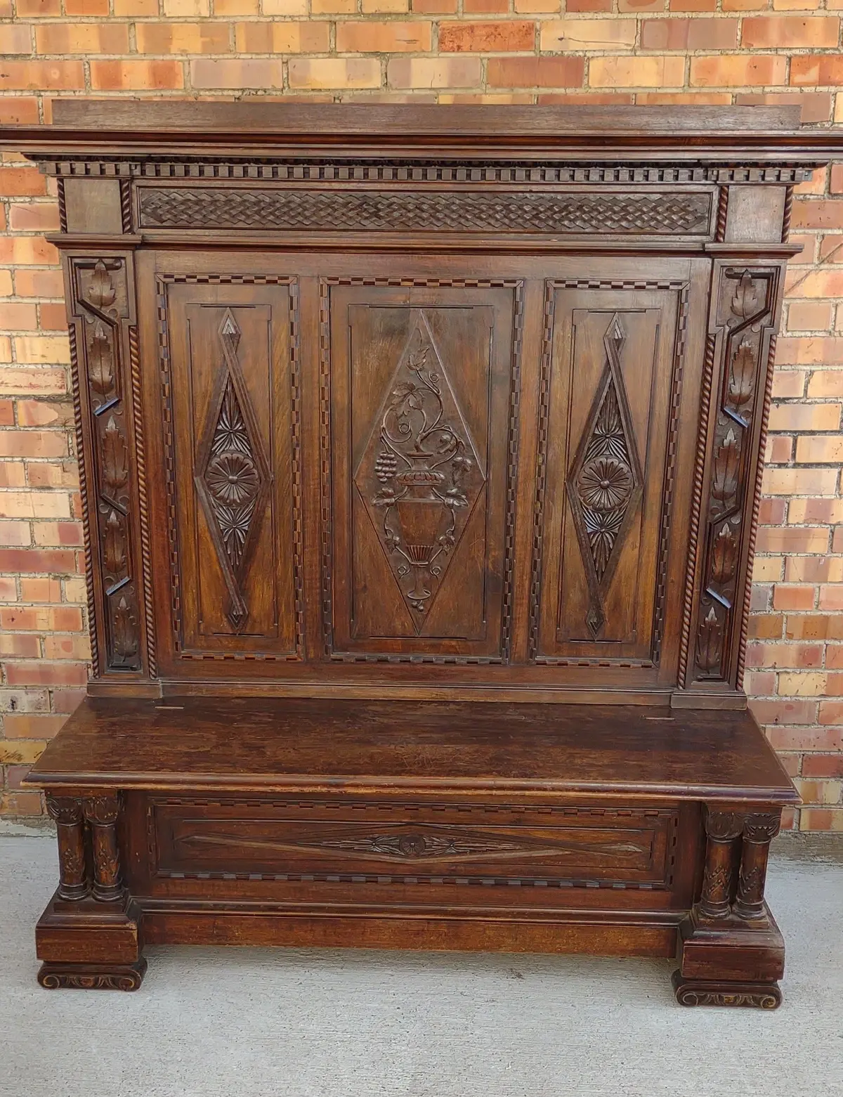 High Back Carved Italian Bench 1
