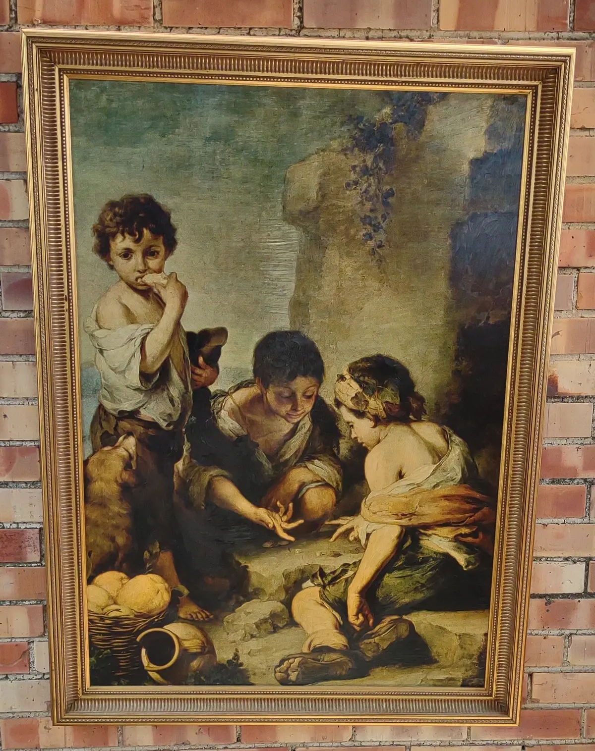 Framed Oil Giclee Of Children Playing 1