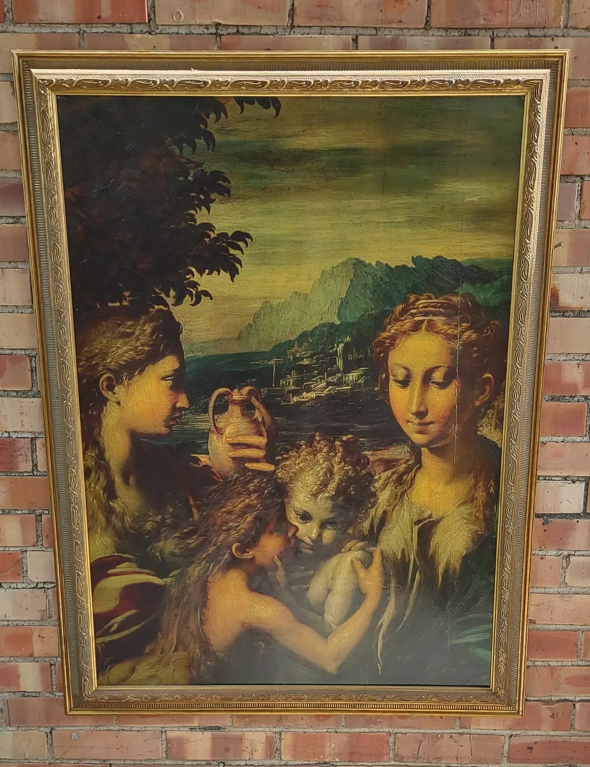 Framed Oil Giclee Of Greek Women And Children 1