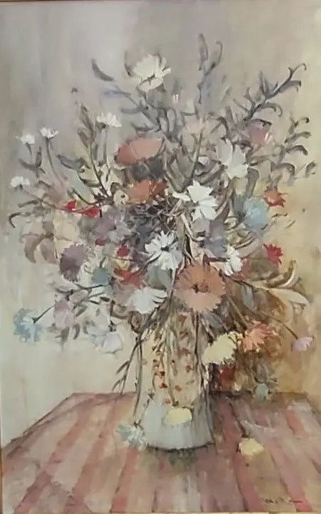 Vertical Floral Still Life In Brown Frame 1