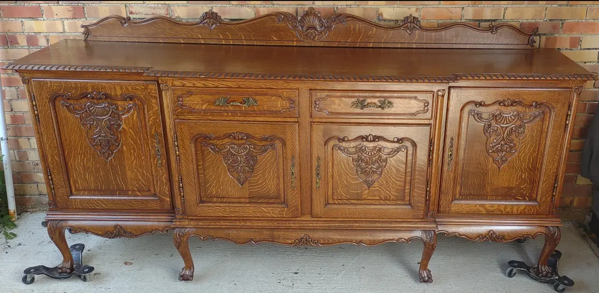 French Parquey Top Oak Clawfoot Sideboard 1