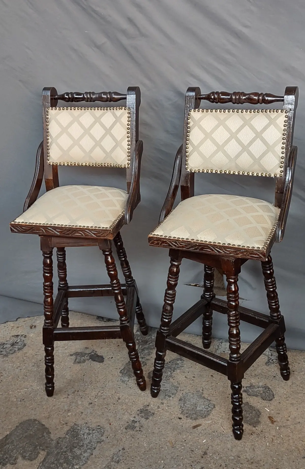 Pair Of Argentine Pine Bar Stools 1