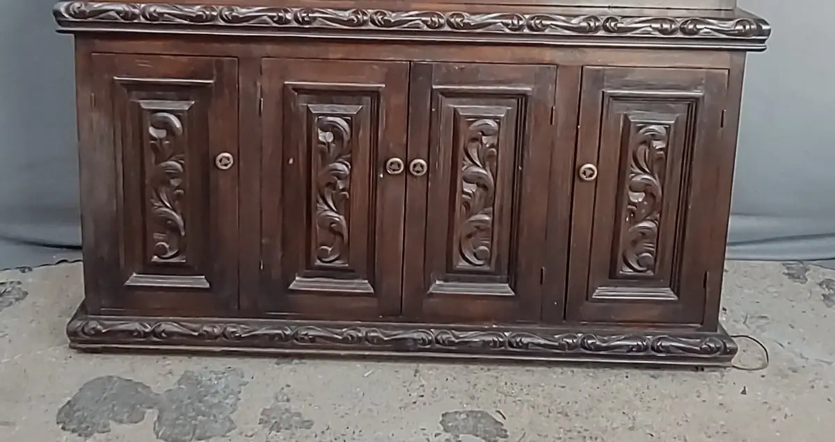 Parquet Top Four Carved Door Console /Server 1
