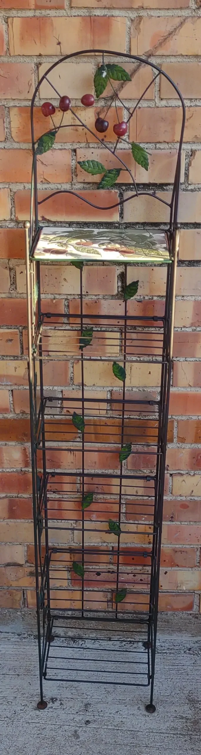 Not Old Folding Metal Shelf With Cherry Tile 1