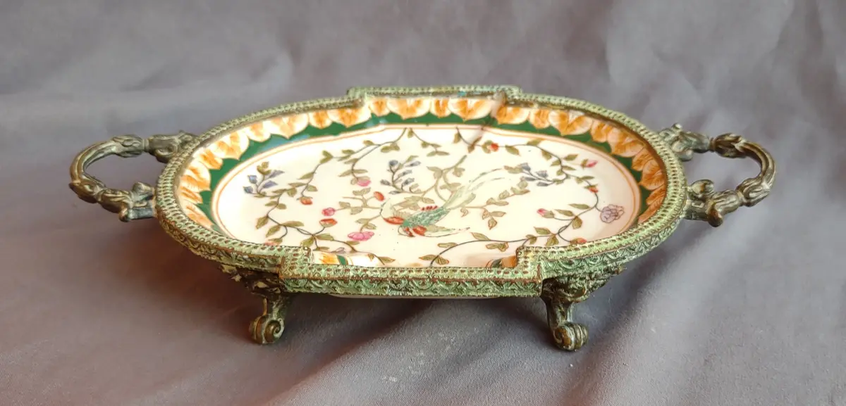 Small Porcelain And Bronze Painted Dish 1