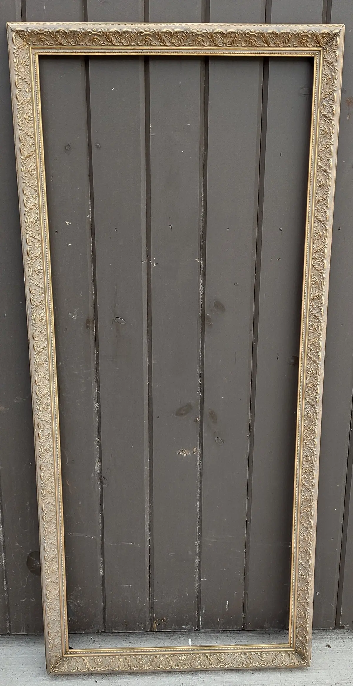 Narrow Vertical Ornate Frame Taupe 1