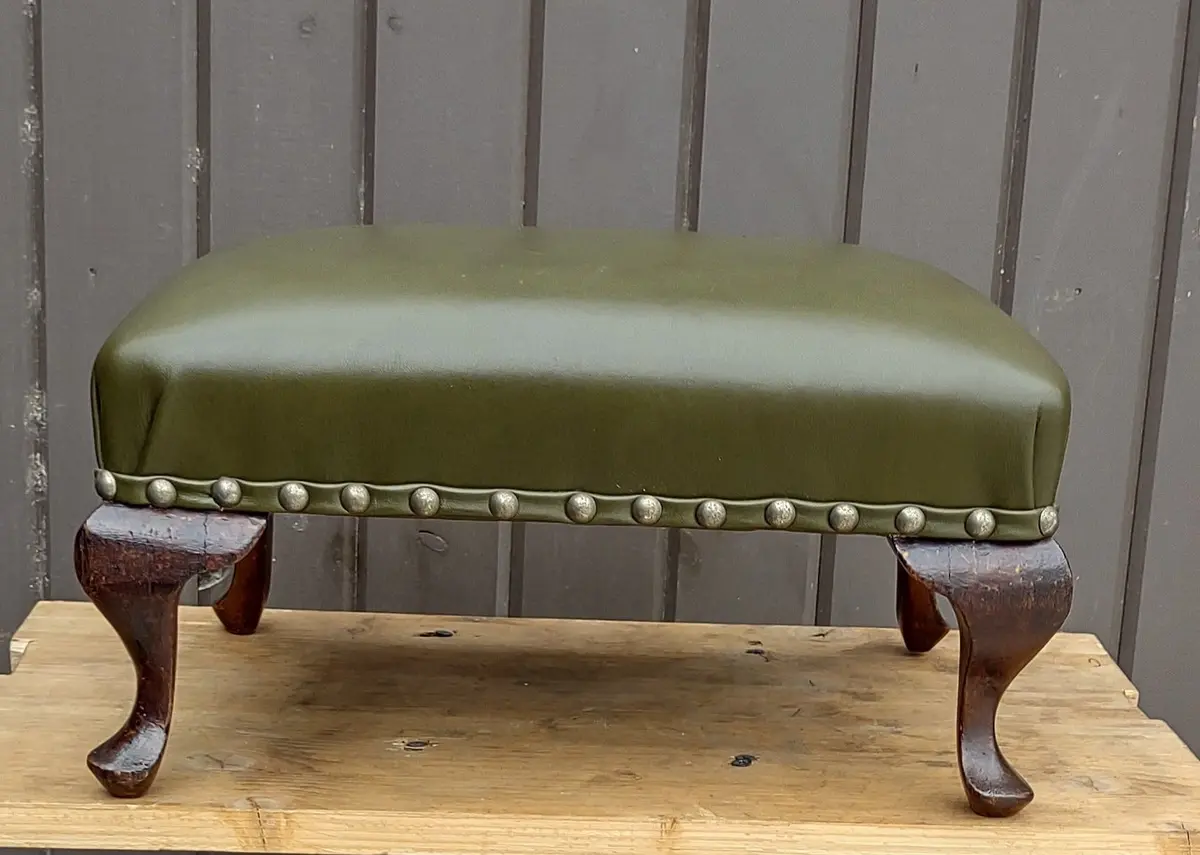 Tiny Green Upholstered Stool 1