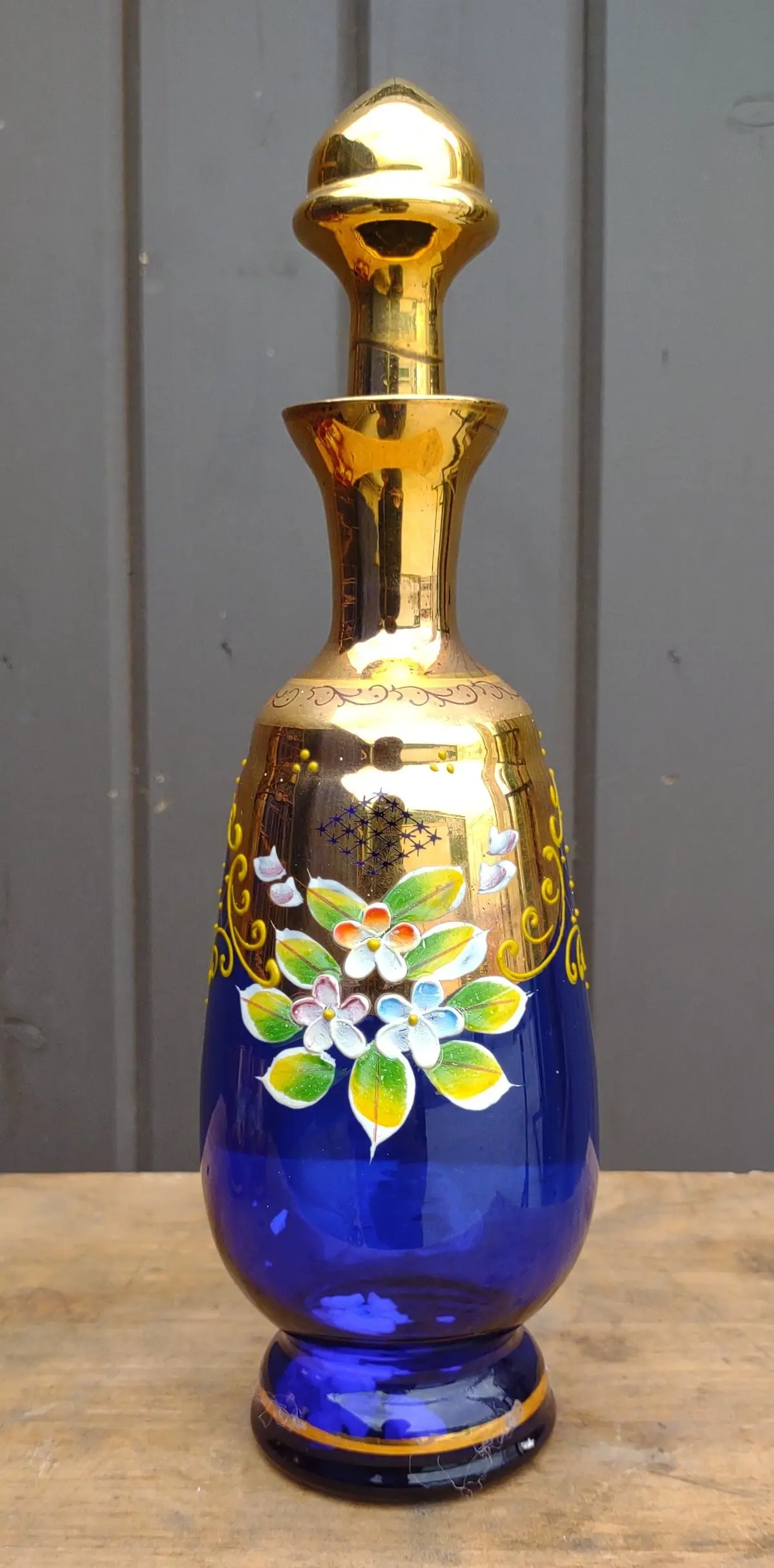 Cobalt Blue Bohemian Glass Decanter 1