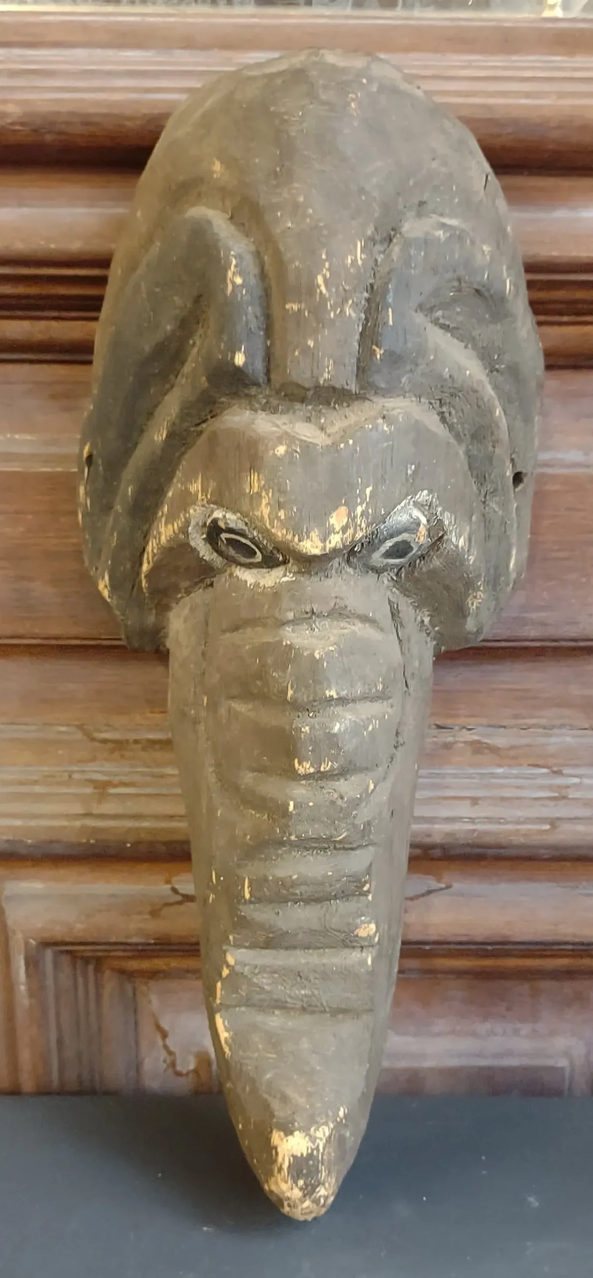 Carved Wood Elephant Mask 1