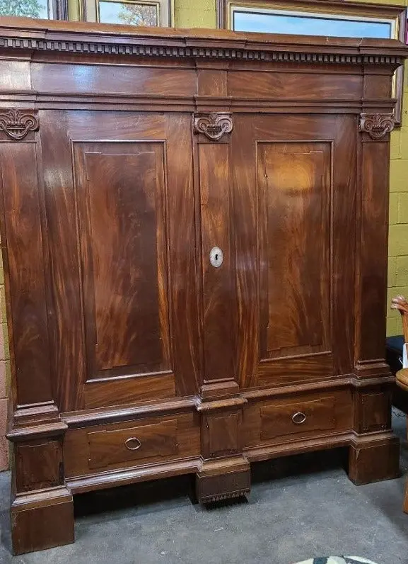 Large Mahogany 2 Door Armoire 1