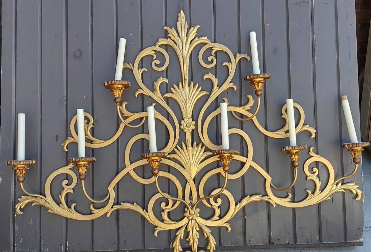 Large Gilt Metal Wall Sconce 1