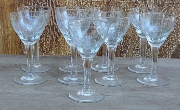 Set Of 8 Stemed Crystal Sherry Glasses 1