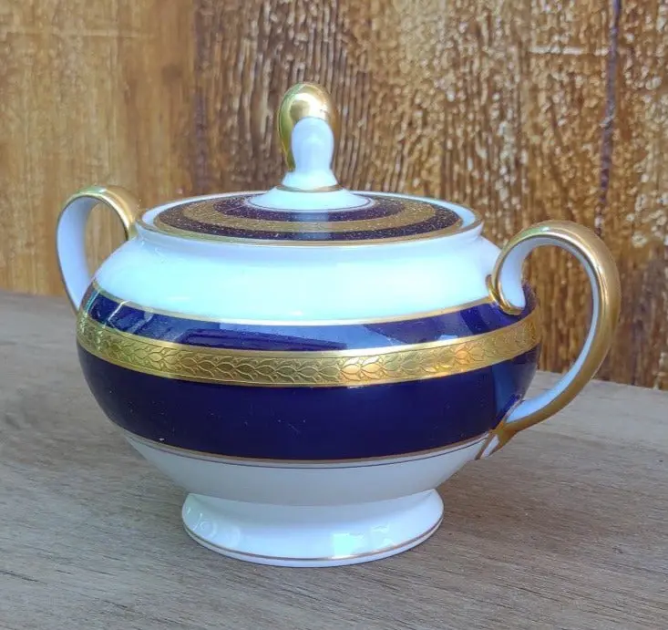 Rosenthal Blue And Gold Covered Sugar Bowl 1
