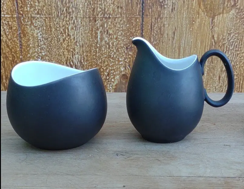 Black And White Creamer And Open Sugar Set 1